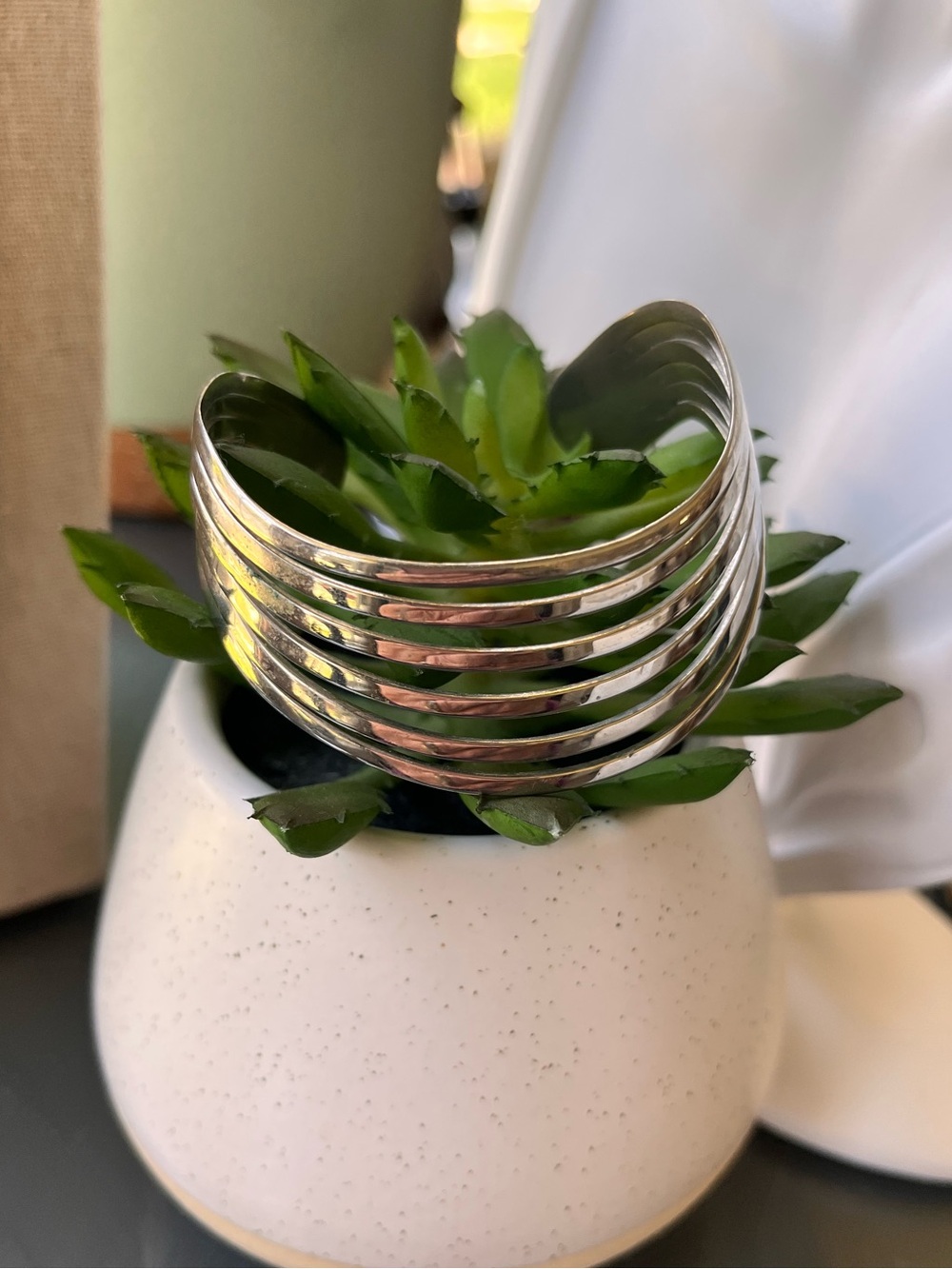 Stainless Silver Multi-Band Cuff Bracelet - Silver